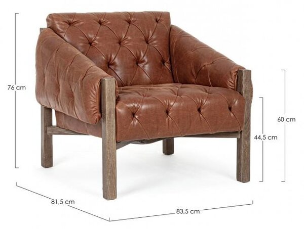 Poltrona Imbottita 83,5x81,5x76 cm in Similpelle Marrone