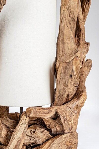 Lampada da Tavolo 55x40x80 cm E27 in Legno Pralume in Cotone Bianco