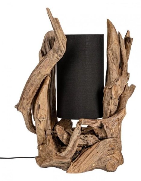 Lampada da Tavolo 55x40x80 cm E27 in Legno e Acciaio Pralume in Cotone Nero