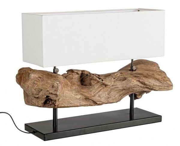 Lampada da Tavolo 75x25x55 cm E27 in Legno e Acciaio Pralume in Cotone Bianco