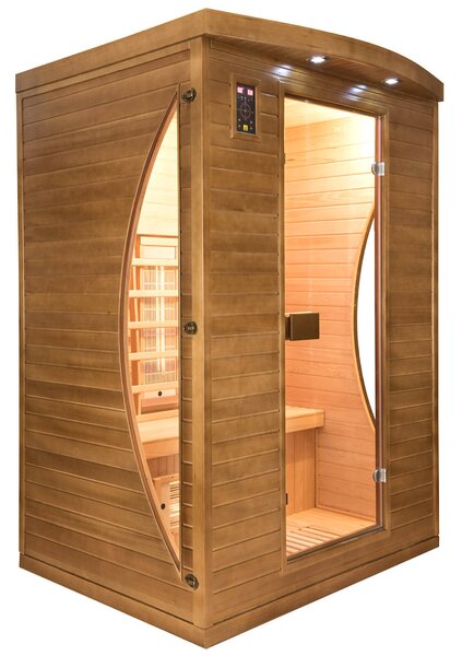 Sauna Finlandese ad Infrarossi 2 Posti 140x110 cm H200 in Legno di Abete Spectra 03R