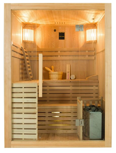 Sauna Finlandese ad Infrarossi 4 Posti 150x150 cm H200 in Legno di Abete Sense 4