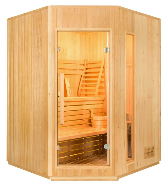 Sauna Finlandese ad Infrarossi 3/4 Posti 150x150 cm H200 in Legno di Abete Zen 3C