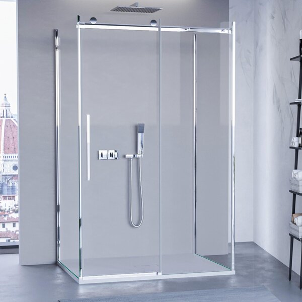 Box Doccia 3 Lati 70x100x70 cm 1 Anta Scorrevole in Cristallo Trasparente 8mm H195 Bonussi Alina