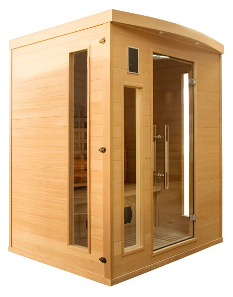 Sauna Finlandese ad Infrarossi 3 Posti 153x128 cm H190 in Legno di Abete Apollon 3