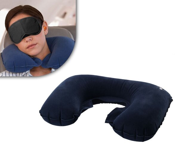 Cuscino Collo Gonfiabile Ergonomico per Viaggi Blu