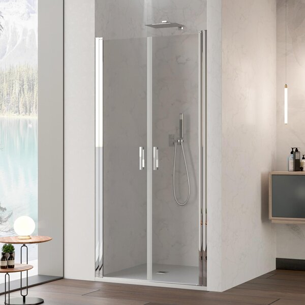 Porta Parete Doccia 70 cm 2 Ante Saloon in Cristallo Trasparente 6mm H195 Bonussi Julia