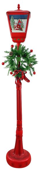 Lampione Rosso Natale H195 cm Decorazione con Suoni Mini Lucciole e ghirlanda