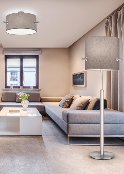 Plafoniera da Interno E27 in Tessuto Grigio