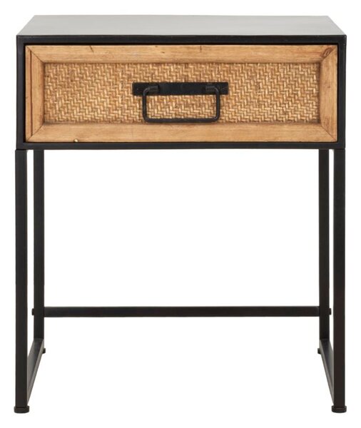 Comodino 1 Cassetto 45x40x51,5 cm in Metallo e Legno