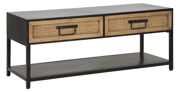Mobile Porta TV 2 Cassetti 95x38x38 cm in Metallo e Legno