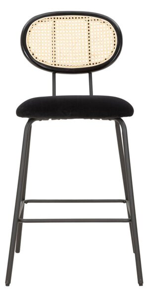 Sgabello Bar 47x57x98 cm in Metallo e Tessuto Nero