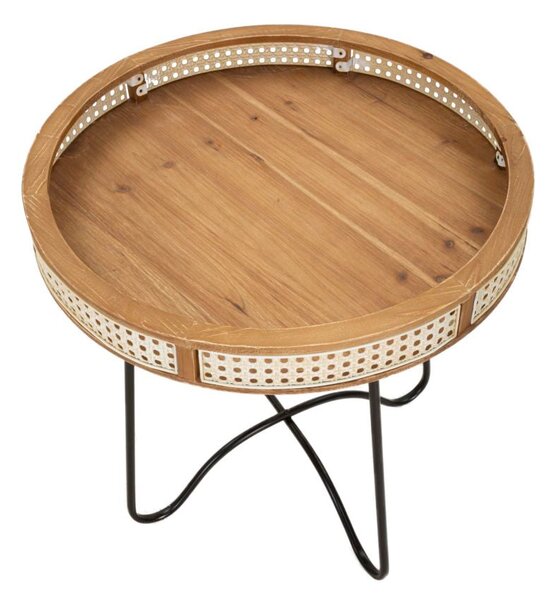 Tavolino Basso Ø60x60,5 cm in Metallo e Legno