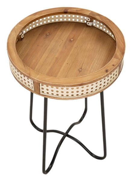 Tavolino Basso Ø40x60 cm in Metallo e Legno