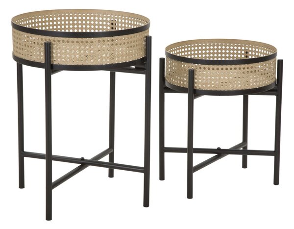 Set 2 Portavasi Ø40x50-35x40 cm in Metallo Ciotole Rimovibili