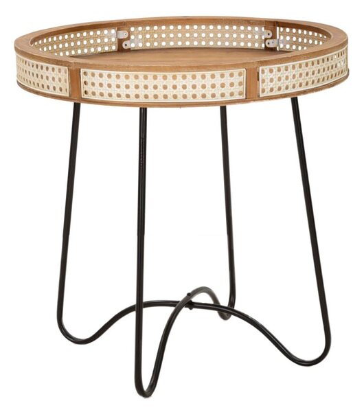 Tavolino Basso Ø60x60,5 cm in Metallo e Legno