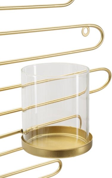 Set 2 Portacandele da Parete 33x10x34 cm in Metallo Oro