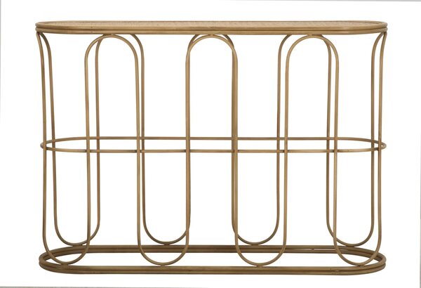 Consolle 110x32x77 cm in Metallo Piano in Rattan