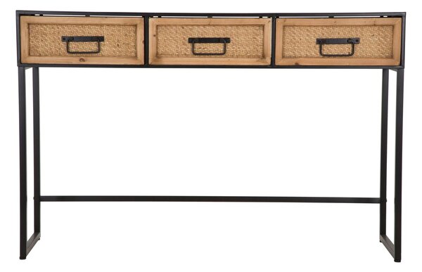 Consolle Fissa 3 Cassetti 120x35x78 cm in Metallo e Legno