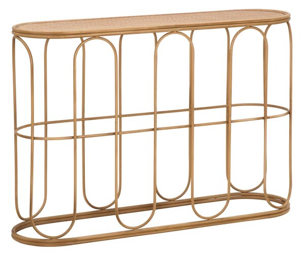 Consolle 110x32x77 cm in Metallo Piano in Rattan