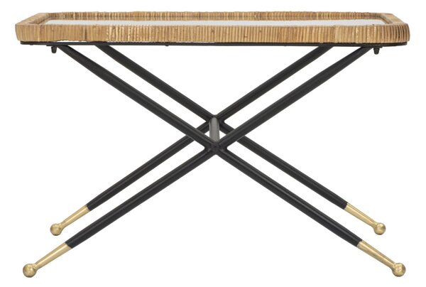Tavolino Basso 70x50x45 cm in Metallo con Piano in Vetro