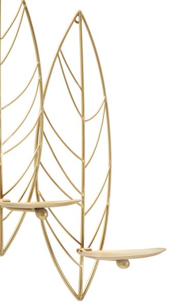 Portacandele da Parete 4 Posti 66x14x56 cm in Metallo Oro