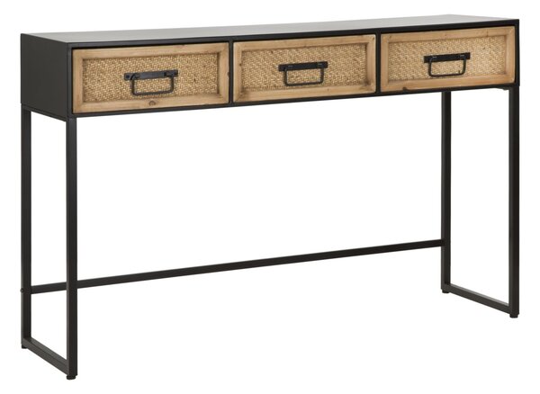 Consolle Fissa 3 Cassetti 120x35x78 cm in Metallo e Legno