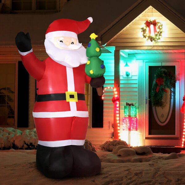 Babbo Natale Gonfiabile Luminoso 142x98x245 cm con Luci LED