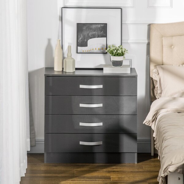 Cassettiera 4 Cassetti 75x36x72 cm in Truciolato Grigio
