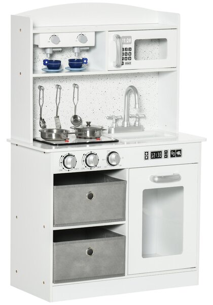 Cucina Giocattolo per Bambini 60,1x31,7x92,9 cm con Luci e Utensili in MDF e PP Bianca
