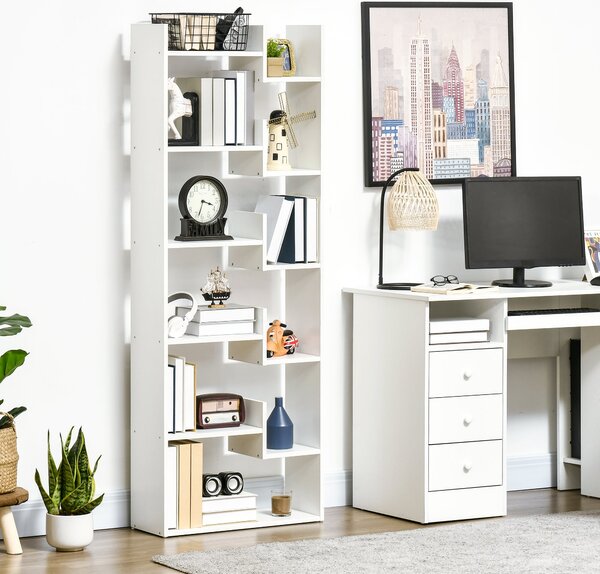 Libreria 6 Livelli 11 Scaffali 61x23x162,6 cm in MDF e Truciolato Bianco