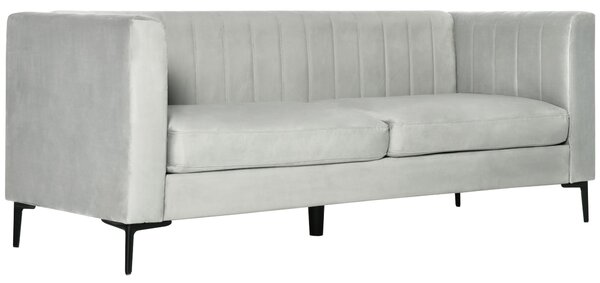 Divano 3 Posti 199x72x75 cm in Tessuto Velluto Grigio Chiaro