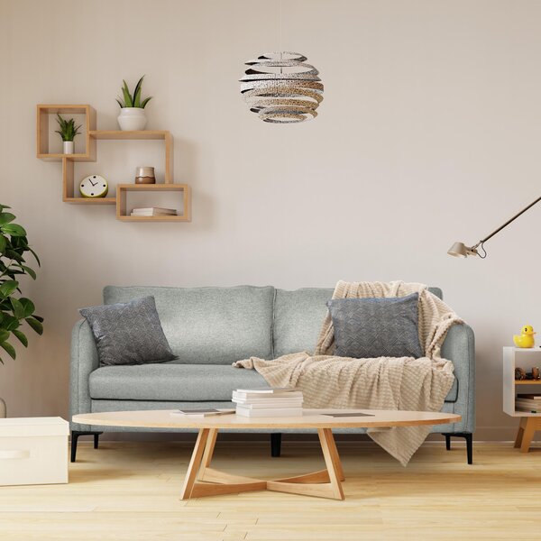 Divano 3 Posti 193x78x71 cm in Tessuto Poliestere Grigio