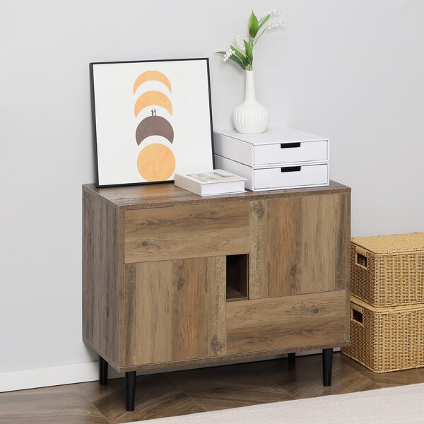 Mobile 2 Ante 2 Cassetti 76,5x39,5x64,5 cm in Legno Naturale