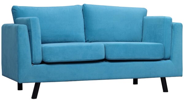 Divano 2 Posti 170x90x85 cm in Tessuto Effetto Velluto Blu