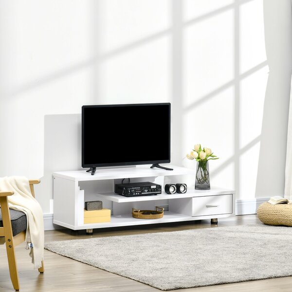 Mobile TV Aperto 135x35x41,7 cm per TV fino a 65" in Truciolato Bianco