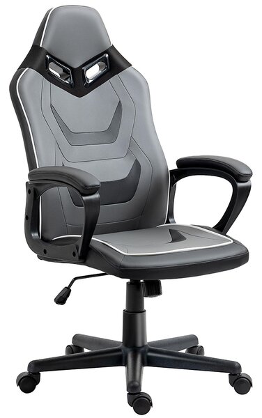 Sedia da Gaming 60x63x113-125 cm in Similpelle Grigia e Nera