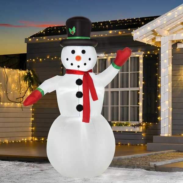 Pupazzo di Neve Gonfiabile 159x95x243 cm con Luci LED