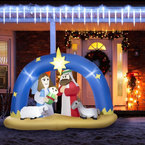 Presepe di Natale Gonfiabile 206x95x157 cm con Luci LED