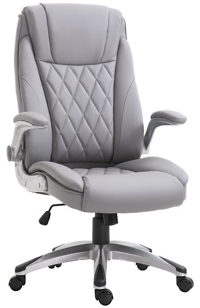 Sedia Poltrona Presidenziale da Ufficio 69,5x76x113-121 cm in Similpelle Grigia