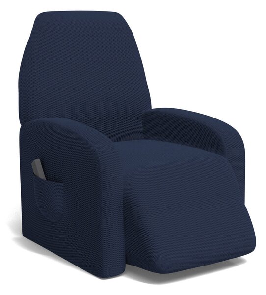 Copripoltrona Reclinabile Elasticizzato Taglia Unica con Tasca Laterale Blu Scuro