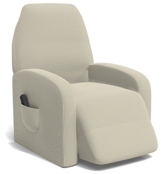 Copripoltrona Reclinabile Elasticizzato Taglia Unica con Tasca Laterale Panna