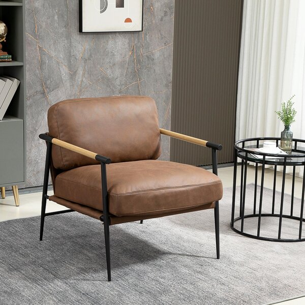 Poltroncina Imbottita 72x76x80 cm in Similpelle Marrone