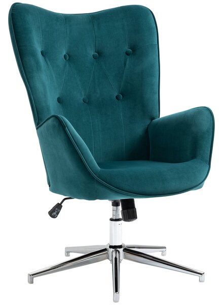 Poltrona Imbottita 66x73x111,5 cm in Tessuto Effetto Velluto Blu