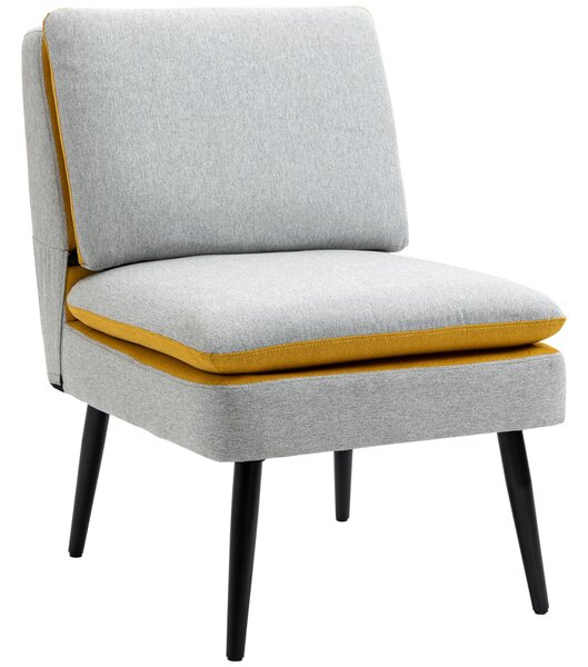 Poltroncina Imbottita 58x75x85 cm in Tessuto Grigio e Giallo