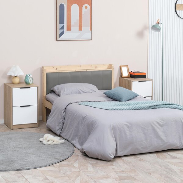 Set 2 Comodini 2 Cassetti 40x40x60 cm in Legno Truciolare Bianco