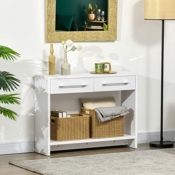 Consolle Fissa 2 Cassetti 101,6x28x76,2 cm in Truciolato Bianco