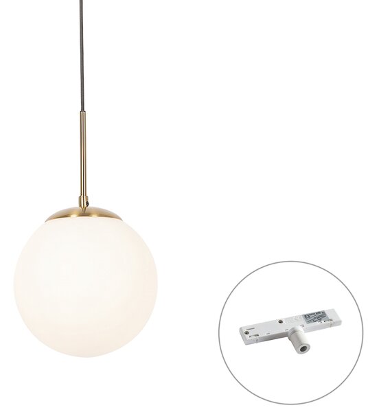 Lampada a sospensione Art Déco oro con vetro opale con adattatore per binario bianco monofase - Slimline Flore