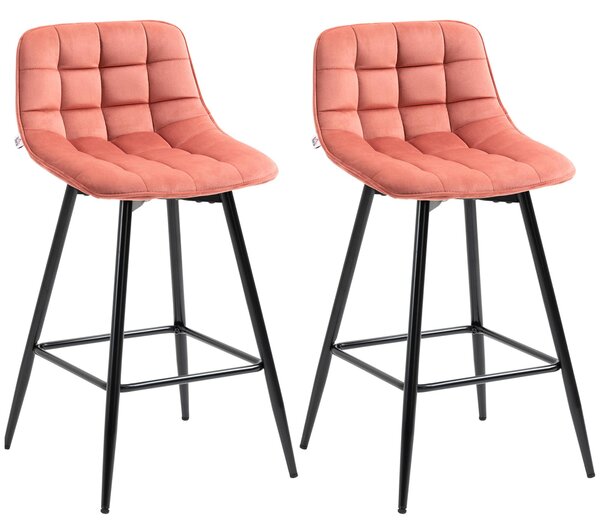 Set 2 Sgabelli con Schienale 45x47x88 cm in Poliestere Rosso