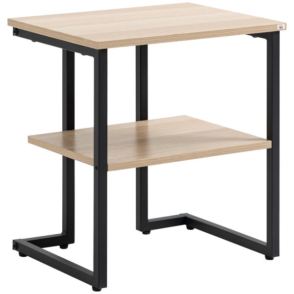 Tavolino da Caffè 45x35x48 cm con Mensola Inferiore in Acciaio e Legno